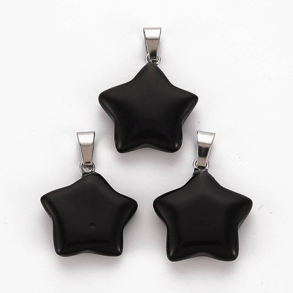 PandaHall Star Natural Black Stone Pendants, with Platinum Tone Brass Findings, 22~23x20~24x5~7mm, Hole: 2x7mm Black Stone Star
PandaHall Star Natural Black Stone Pendants, with Platinum Tone Brass Findings, 22~23x20~24x5~7mm, Hole: 2x7mm Black Stone Star