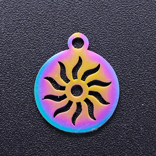 PandaHall Ion Plating(IP) 201 Stainless Steel Charms, Flat Round with Sun, Rainbow Color, 14x12x1mm, Hole: 1.5mm 201 Stainless Steel Flat...
PandaHall Ion Plating(IP) 201 Stainless Steel Charms, Flat Round with Sun, Rainbow Color, 14x12x1mm, Hole: 1.5mm 201 Stainless Steel Flat...