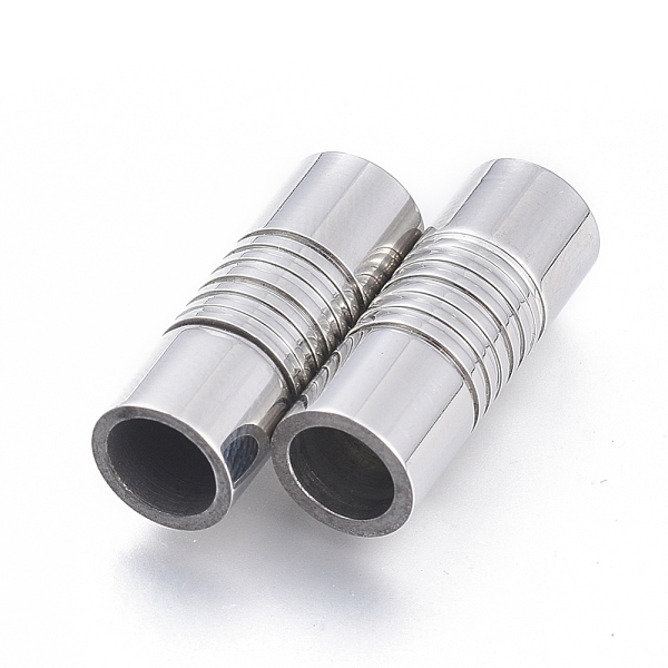 PandaHall 304 Stainless Steel Magnetic Clasps with Glue-in Ends, Textured, Column, Stainless Steel Color, 21x8x8mm, Hole: 5.5mm and 6mm...
PandaHall 304 Stainless Steel Magnetic Clasps with Glue-in Ends, Textured, Column, Stainless Steel Color, 21x8x8mm, Hole: 5.5mm and 6mm...