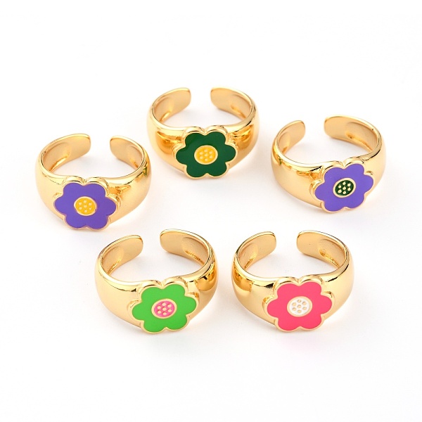 PandaHall Brass Enamel Cuff Rings, Open Rings, Flower, Real 18K Gold Plated, Mixed Color, US Size 6, Inner Diameter: 17mm Brass Multicolor
PandaHall Brass Enamel Cuff Rings, Open Rings, Flower, Real 18K Gold Plated, Mixed Color, US Size 6, Inner Diameter: 17mm Brass Multicolor