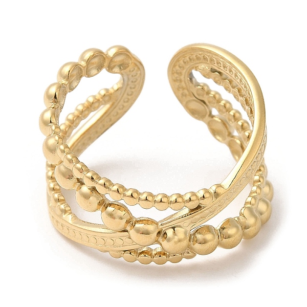 PandaHall 304 Stainless Steel Open Cuff Ring, Criss Cross, Real 14K Gold Plated, US Size 7 1/4(17.5mm) 304 Stainless Steel
PandaHall 304 Stainless Steel Open Cuff Ring, Criss Cross, Real 14K Gold Plated, US Size 7 1/4(17.5mm) 304 Stainless Steel