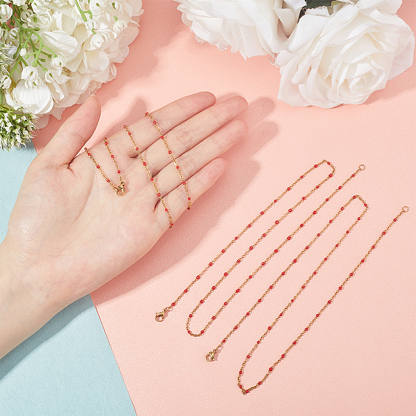 PandaHall UNICRAFTALE 304 Stainless Steel Cable Chain Necklaces, with Enamel, Golden, Red, 17.51 inch(44.5cm), 1.7mm, Beads: 5x2~3x1.5~2.5mm...
PandaHall UNICRAFTALE 304 Stainless Steel Cable Chain Necklaces, with Enamel, Golden, Red, 17.51 inch(44.5cm), 1.7mm, Beads: 5x2~3x1.5~2.5mm...