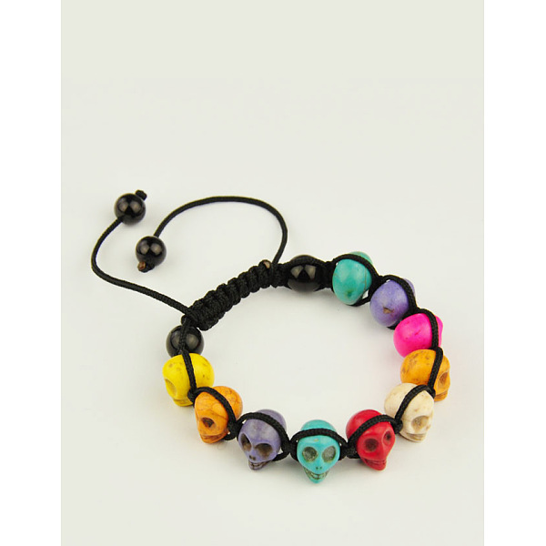 PandaHall Fashion Bracelets for halloween, with Colorful Skull Synthetic Turquoise Beads, Glass Beads and Nylon Thread, Colorful, 53~90mm...
PandaHall Fashion Bracelets for halloween, with Colorful Skull Synthetic Turquoise Beads, Glass Beads and Nylon Thread, Colorful, 53~90mm...