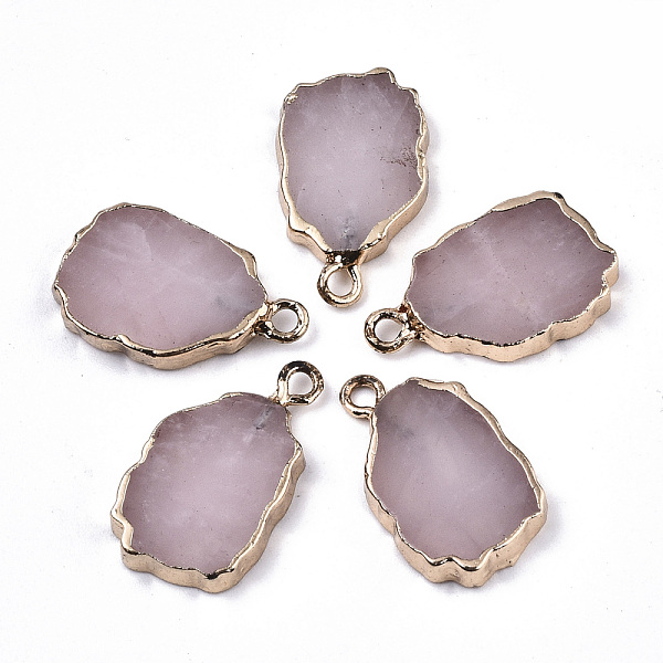 PandaHall Natural Rose Quartz Pendants, with Light Gold Plated Edge and Iron Loop, Nuggets, 19~21x12x3mm, Hole: 1.6mm Rose Quartz Nuggets
PandaHall Natural Rose Quartz Pendants, with Light Gold Plated Edge and Iron Loop, Nuggets, 19~21x12x3mm, Hole: 1.6mm Rose Quartz Nuggets