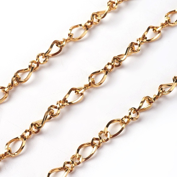 PandaHall Ion Plating(IP) 304 Stainless Steel Figaro Chains, Figure 8 Chain, with Spool, Unwelded, Golden, 12x5x1mm, about 32.8 Feet...
PandaHall Ion Plating(IP) 304 Stainless Steel Figaro Chains, Figure 8 Chain, with Spool, Unwelded, Golden, 12x5x1mm, about 32.8 Feet...