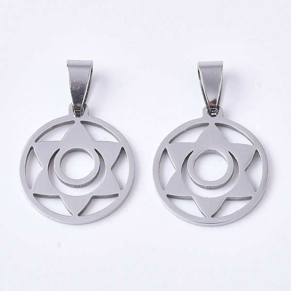 PandaHall Chakra Theme 201 Stainless Steel Pendants, with Random Size Snap on Bails, Svadhisthana Chakra, Stainless Steel Color, 23x20x1.5mm...
PandaHall Chakra Theme 201 Stainless Steel Pendants, with Random Size Snap on Bails, Svadhisthana Chakra, Stainless Steel Color, 23x20x1.5mm...