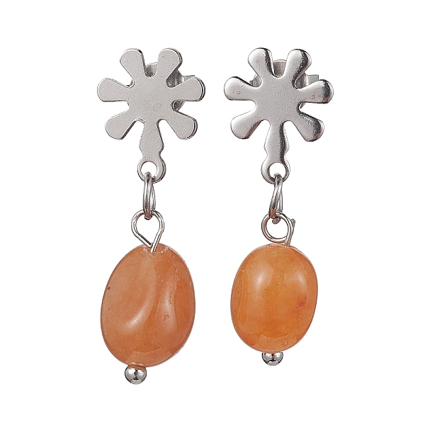 PandaHall Natural Red Aventurine Twist Oval Dangle Stud Earrings, 304 Stainless Steel Flower Earrings, 25~26x7mm Red Aventurine Flower
PandaHall Natural Red Aventurine Twist Oval Dangle Stud Earrings, 304 Stainless Steel Flower Earrings, 25~26x7mm Red Aventurine Flower
