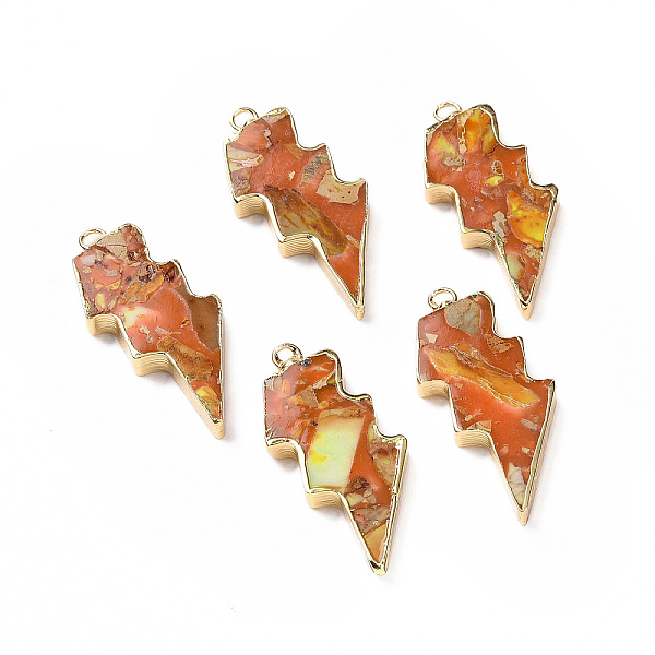 PandaHall Dyed Natural Imperial Jasper Pendants, Lightning Bolt Charms, with Golden Tone Brass Findings, Orange, 39.5x16.5x4mm, Hole: 1.8mm...
PandaHall Dyed Natural Imperial Jasper Pendants, Lightning Bolt Charms, with Golden Tone Brass Findings, Orange, 39.5x16.5x4mm, Hole: 1.8mm...