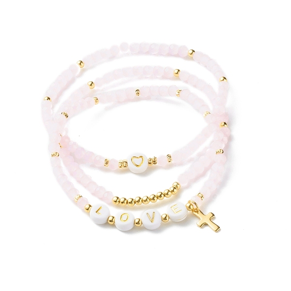 PandaHall Glass Beads Stretch Bracelets Sets, with Acrylic & Brass Beads, 304 Stainless Steel Cross Charms, Love, Pink, Inner Diameter...
PandaHall Glass Beads Stretch Bracelets Sets, with Acrylic & Brass Beads, 304 Stainless Steel Cross Charms, Love, Pink, Inner Diameter...