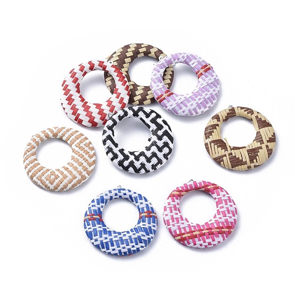 PandaHall Handmade Raffia Woven Pendants, with Iron & Aluminum Findings, Flat Round, Platinum, Mixed Color, 43.5x40.5x5mm, Hole: 1.2mm..., Multicolor
PandaHall Handmade Raffia Woven Pendants, with Iron & Aluminum Findings, Flat Round, Platinum, Mixed Color, 43.5x40.5x5mm, Hole: 1.2mm..., Multicolor