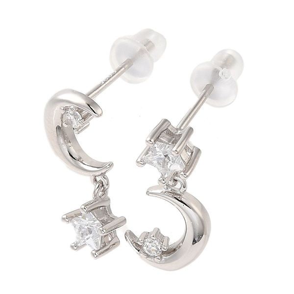 PandaHall Rhodium Plated Sterling Silver Dangle Stud Earrings, Rhinestone Moon with Star Asymmetrical Earrings, with S925 Stamp, Platinum...
PandaHall Rhodium Plated Sterling Silver Dangle Stud Earrings, Rhinestone Moon with Star Asymmetrical Earrings, with S925 Stamp, Platinum...