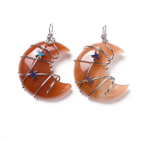 PandaHall Natural Red Aventurine Pendants, with Platinum Tone Brass Wire Wrapped and Hematite Star Beads, Cadmium Free & Lead Free, Moon...
PandaHall Natural Red Aventurine Pendants, with Platinum Tone Brass Wire Wrapped and Hematite Star Beads, Cadmium Free & Lead Free, Moon...