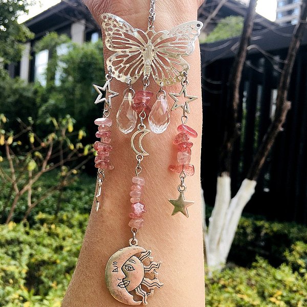 PandaHall Teardrop Glass & Metal Butterfly Pendant Decorations, Hanging Suncatchers, with Natural Strawberry Quartz Chips, for Home...
PandaHall Teardrop Glass & Metal Butterfly Pendant Decorations, Hanging Suncatchers, with Natural Strawberry Quartz Chips, for Home...