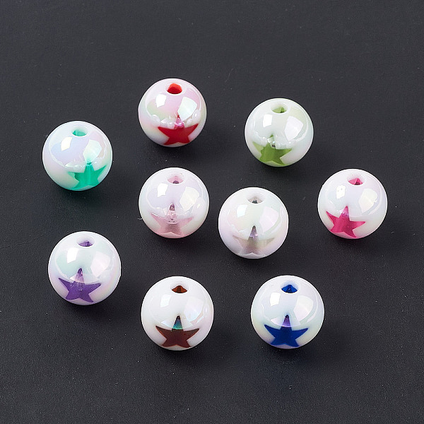 PandaHall UV Plating Rainbow Iridescent Acrylic Beads, Round with Star Pattern, Mixed Color, 15mm, Hole: 3.7mm Acrylic Round Multicolor
PandaHall UV Plating Rainbow Iridescent Acrylic Beads, Round with Star Pattern, Mixed Color, 15mm, Hole: 3.7mm Acrylic Round Multicolor