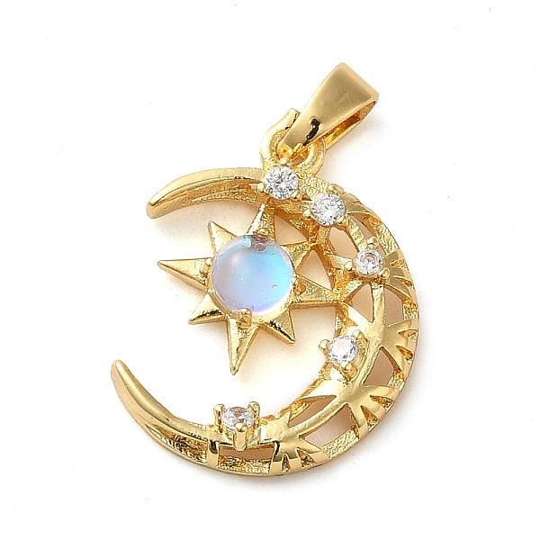 PandaHall Brass Micro Pave Clear Cubic Zirconia with Glass Pendants, Moon & Star Charms, Real 18K Gold Plated, 19x14.5x3mm, Hole: 3x4mm...
PandaHall Brass Micro Pave Clear Cubic Zirconia with Glass Pendants, Moon & Star Charms, Real 18K Gold Plated, 19x14.5x3mm, Hole: 3x4mm...