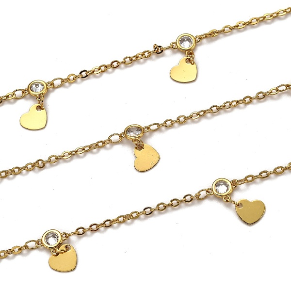 PandaHall 3.28 Feet Handmade Brass Cable Chains, with Clear Cubic Zirconia and Heart Charms, Long-Lasting Plated, Soldered, Golden, Links...
PandaHall 3.28 Feet Handmade Brass Cable Chains, with Clear Cubic Zirconia and Heart Charms, Long-Lasting Plated, Soldered, Golden, Links...