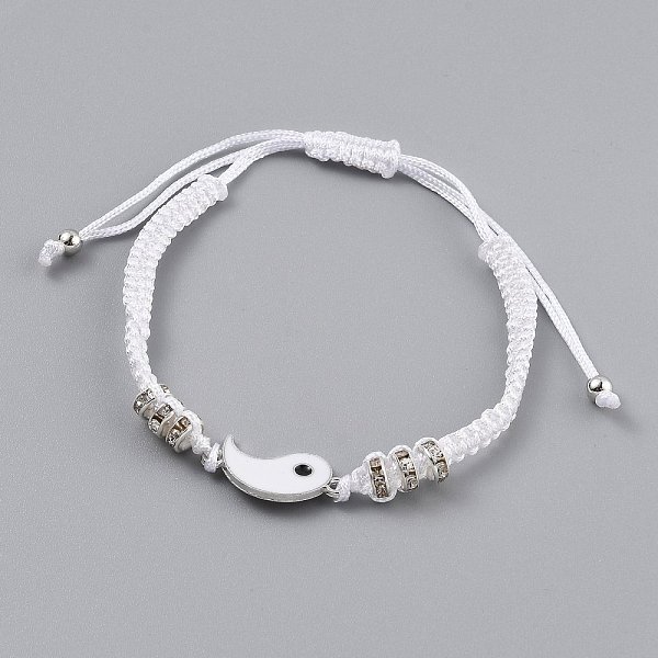 PandaHall Adjustable Nylon Cord Braided Bead Bracelets, with Alloy Enamel Gossip/Yin Yang Links and Alloy Rhinestone Spacer Beads, White...
PandaHall Adjustable Nylon Cord Braided Bead Bracelets, with Alloy Enamel Gossip/Yin Yang Links and Alloy Rhinestone Spacer Beads, White...