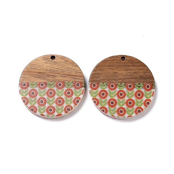 PandaHall Opaque Resin & Walnut Wood Pendants, Flat Round Charms with Flower Pattern, FireBrick, 35x4mm, Hole: 2mm Resin+Wood Flower Red
PandaHall Opaque Resin & Walnut Wood Pendants, Flat Round Charms with Flower Pattern, FireBrick, 35x4mm, Hole: 2mm Resin+Wood Flower Red