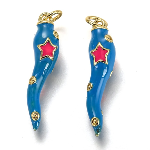 PandaHall Brass Enamel Pendants, Long-Lasting Plated, Real 18K Gold Plated, Horn of Plenty, Italian Horn Cornicello, Steel Blue, 26x6x6mm...
PandaHall Brass Enamel Pendants, Long-Lasting Plated, Real 18K Gold Plated, Horn of Plenty, Italian Horn Cornicello, Steel Blue, 26x6x6mm...