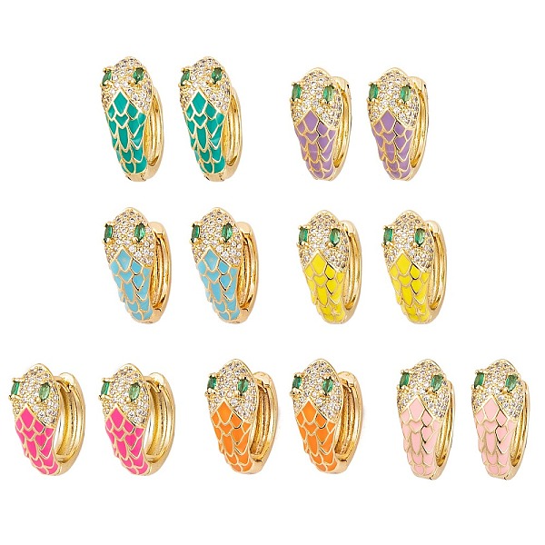 PandaHall Brass Micro Pave Cubic Zirconia Earrings, Snake Enamel Hoop Earrings for Women, Real 18K Gold Plated, Mixed Color, 19x8mm Cubic..., Multicolor
PandaHall Brass Micro Pave Cubic Zirconia Earrings, Snake Enamel Hoop Earrings for Women, Real 18K Gold Plated, Mixed Color, 19x8mm Cubic..., Multicolor
