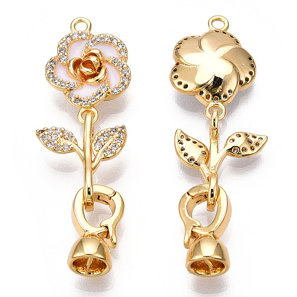 PandaHall Brass Crystal Rhinestone Fold Over Clasps, with Enamel, Real 18K Gold Plated, Flower, White, Flower: 17x12x4mm, Leaf...
PandaHall Brass Crystal Rhinestone Fold Over Clasps, with Enamel, Real 18K Gold Plated, Flower, White, Flower: 17x12x4mm, Leaf...