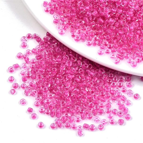PandaHall 6/0 Glass Seed Beads, Transparent Inside Colours, Round Hole, Round, Deep Pink, 6/0, 4~5x2.5~4.5mm, Hole: 1.2mm, about...
PandaHall 6/0 Glass Seed Beads, Transparent Inside Colours, Round Hole, Round, Deep Pink, 6/0, 4~5x2.5~4.5mm, Hole: 1.2mm, about...