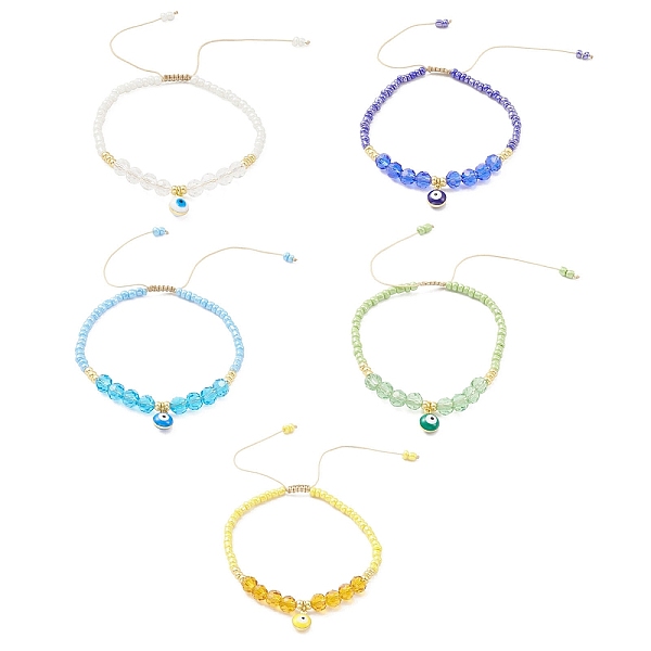 PandaHall Brass Enamel Evil Eye Charm Bracelet, Glass Seed Braided Adjustable Bracelet, Mixed Color, Inner Diameter: 2-1/8~3-5/8 inch..., Multicolor
PandaHall Brass Enamel Evil Eye Charm Bracelet, Glass Seed Braided Adjustable Bracelet, Mixed Color, Inner Diameter: 2-1/8~3-5/8 inch..., Multicolor
