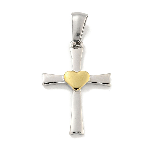 PandaHall 304 Stainless Steel Pendants, Cross with Heart Charm, Golden & Stainless Steel Color, 23.5x16x2.5mm, Hole: 7x3.5mm 304 Stainless...
PandaHall 304 Stainless Steel Pendants, Cross with Heart Charm, Golden & Stainless Steel Color, 23.5x16x2.5mm, Hole: 7x3.5mm 304 Stainless...
