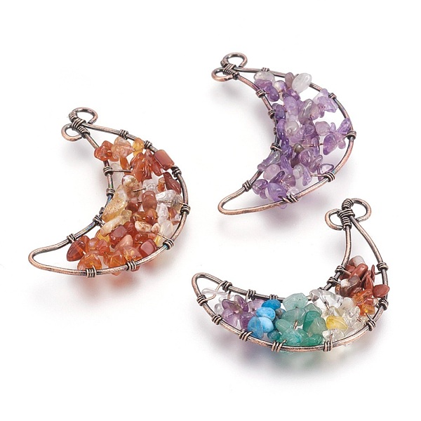 PandaHall Natural & Synthetic Chip Gemstone Big Pendants, with Red Copper Tone Brass Findings, Moon, 61~64x40~46x7mm, Hole: 2.5~3.5mm Mixed..., Multicolor
PandaHall Natural & Synthetic Chip Gemstone Big Pendants, with Red Copper Tone Brass Findings, Moon, 61~64x40~46x7mm, Hole: 2.5~3.5mm Mixed..., Multicolor