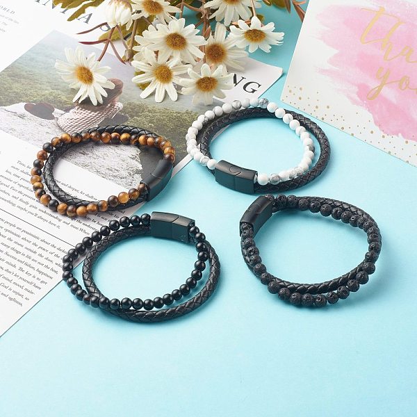 PandaHall Natural Mixed Stone Round Beads Multi-strand Bracelets, with Braided Cowhide Leather, Mixed Color, 8-7/8 inch(22.5cm) Mixed Stone..., Multicolor
PandaHall Natural Mixed Stone Round Beads Multi-strand Bracelets, with Braided Cowhide Leather, Mixed Color, 8-7/8 inch(22.5cm) Mixed Stone..., Multicolor