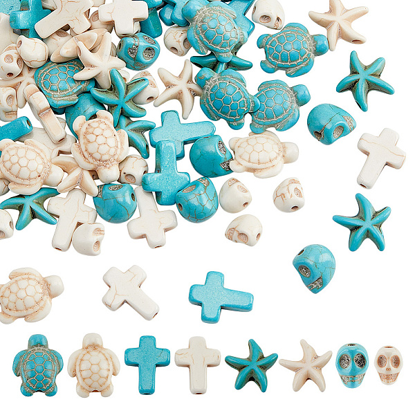 PandaHall ARRICRAFT 90Pcs 8 Styles Dyed Synthetic Turquoise Beads, Skull & Starfish & Sea Turtle & Cross, Mixed Shapes, Mixed Color..., Multicolor
PandaHall ARRICRAFT 90Pcs 8 Styles Dyed Synthetic Turquoise Beads, Skull & Starfish & Sea Turtle & Cross, Mixed Shapes, Mixed Color..., Multicolor