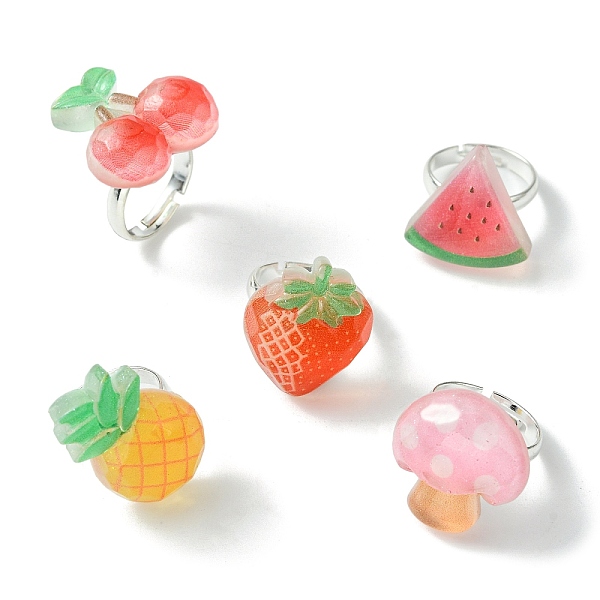 PandaHall Fruit Resin Finger Ring, Silver Brass Adjustable Ring, Mixed Shapes, Inner Diameter: 14.5mm Resin Mixed Shapes Multicolor
PandaHall Fruit Resin Finger Ring, Silver Brass Adjustable Ring, Mixed Shapes, Inner Diameter: 14.5mm Resin Mixed Shapes Multicolor