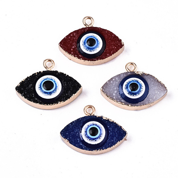 PandaHall Druzy Resin Pendants, with Edge Light Gold Plated Iron Loops, Evil Eye, Mixed Color, 17x23x7mm, Hole: 1.8mm Iron+Resin Eye..., Multicolor
PandaHall Druzy Resin Pendants, with Edge Light Gold Plated Iron Loops, Evil Eye, Mixed Color, 17x23x7mm, Hole: 1.8mm Iron+Resin Eye..., Multicolor