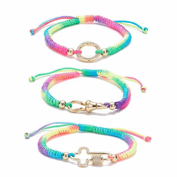 PandaHall Ring & Cross & Lobster Claw Clasps Shape Brass Micro Pave Cubic Zirconia Link Bracelets Set, Colorful Cord Braided Bracelets for..., Clear
PandaHall Ring & Cross & Lobster Claw Clasps Shape Brass Micro Pave Cubic Zirconia Link Bracelets Set, Colorful Cord Braided Bracelets for..., Clear