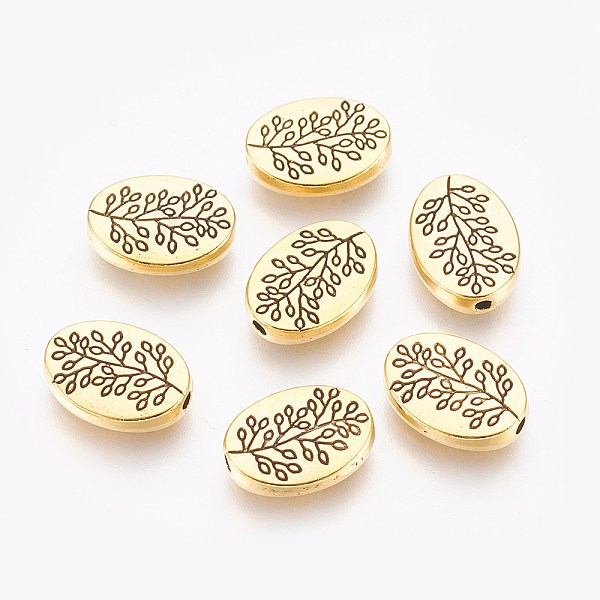 PandaHall Tibetan Style Alloy Beads, Oval with Leaf, Cadmium Free & Lead Free, Antique Golden, 14x10x3mm, Hole: 1.5mm. Alloy Oval
PandaHall Tibetan Style Alloy Beads, Oval with Leaf, Cadmium Free & Lead Free, Antique Golden, 14x10x3mm, Hole: 1.5mm. Alloy Oval