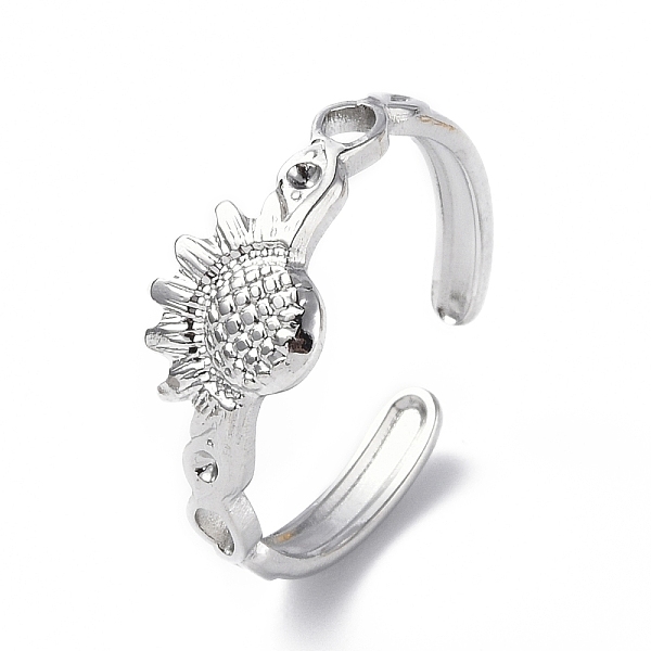 PandaHall 304 Stainless Steel Open Cuff Ring Finding, Ring Settings, Sunflower, Stainless Steel Color, US Size 7 1/4(17.5mm), Fit for 1mm...
PandaHall 304 Stainless Steel Open Cuff Ring Finding, Ring Settings, Sunflower, Stainless Steel Color, US Size 7 1/4(17.5mm), Fit for 1mm...