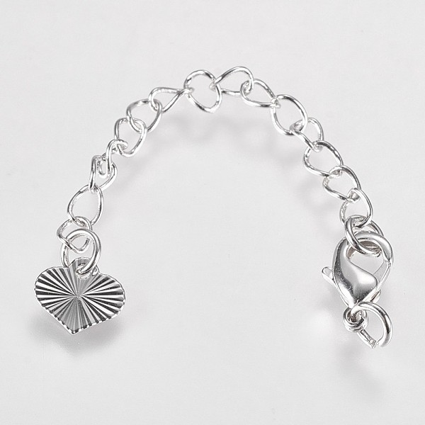 PandaHall Long-Lasting Plated Brass Chain Extender, with Lobster Claw Clasps and Heart Tips, Real Platinum Plated, 65x3mm, Hole: 2.5mm Brass
PandaHall Long-Lasting Plated Brass Chain Extender, with Lobster Claw Clasps and Heart Tips, Real Platinum Plated, 65x3mm, Hole: 2.5mm Brass