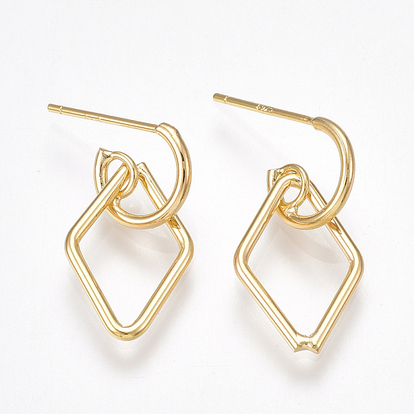 PandaHall Brass Stud Earrings, Half Hoop Earrings, Rhombus, Nickel Free, Real 18K Gold Plated, 22.5x11mm, Pin: 0.8mm, Rhombus: 16.5x11x1mm...
PandaHall Brass Stud Earrings, Half Hoop Earrings, Rhombus, Nickel Free, Real 18K Gold Plated, 22.5x11mm, Pin: 0.8mm, Rhombus: 16.5x11x1mm...