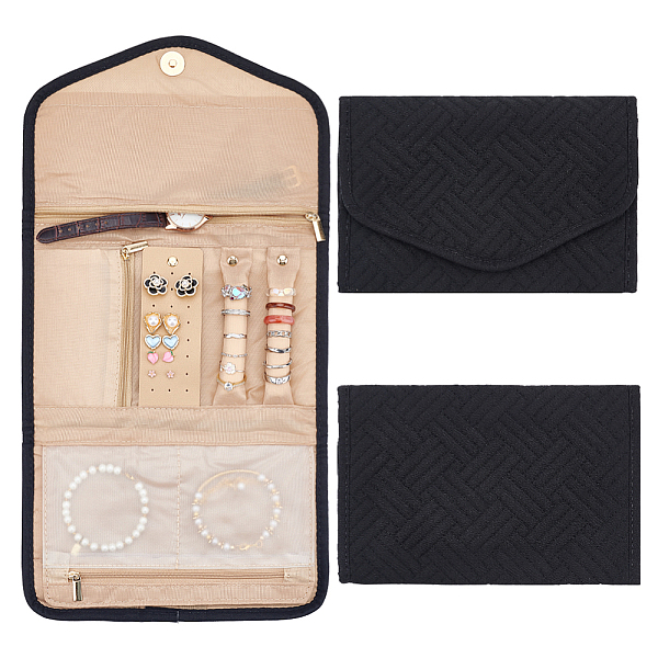 PandaHall Jewellery Organizer Bag, Foldable Jewellery Roll Envelope Clutch with Snap Clasps Journey Storage Bag for Necklaces, Earrings..., Black
PandaHall Jewellery Organizer Bag, Foldable Jewellery Roll Envelope Clutch with Snap Clasps Journey Storage Bag for Necklaces, Earrings..., Black
