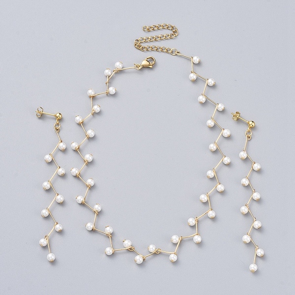 PandaHall Jewelry Sets, Dangle Stud Earrings & Choker Necklaces, with Glass Pearl Beads, Brass Pins and 304 Stainless Steel Findings, Golden..., White
PandaHall Jewelry Sets, Dangle Stud Earrings & Choker Necklaces, with Glass Pearl Beads, Brass Pins and 304 Stainless Steel Findings, Golden..., White