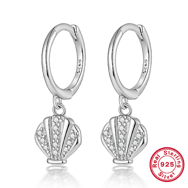 PandaHall Rhodium Plated 925 Sterling Silver Micro Pave Cubic Zirconia Dangle Hoop Earrings, Shell Shape, with S925 Stamp, Platinum, 21mm..., Clear
PandaHall Rhodium Plated 925 Sterling Silver Micro Pave Cubic Zirconia Dangle Hoop Earrings, Shell Shape, with S925 Stamp, Platinum, 21mm..., Clear