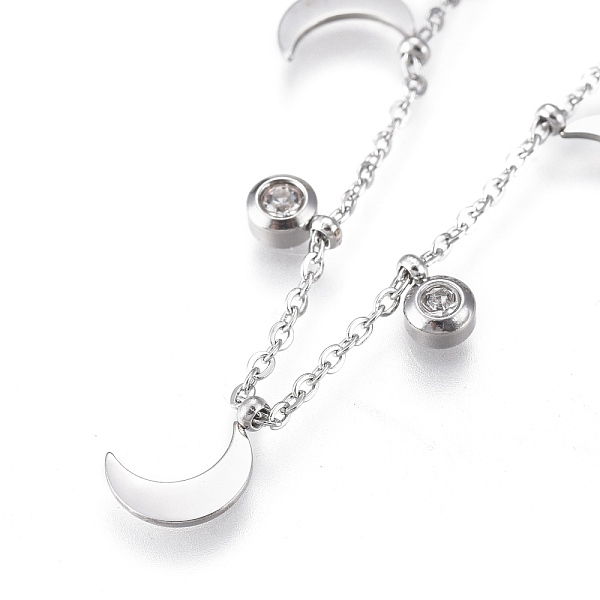 PandaHall 304 Stainless Steel Pendant Necklaces, with Clear Cubic Zirconia, Cable Chains and Round Beads, Moon, Stainless Steel Color, 16.42...
PandaHall 304 Stainless Steel Pendant Necklaces, with Clear Cubic Zirconia, Cable Chains and Round Beads, Moon, Stainless Steel Color, 16.42...