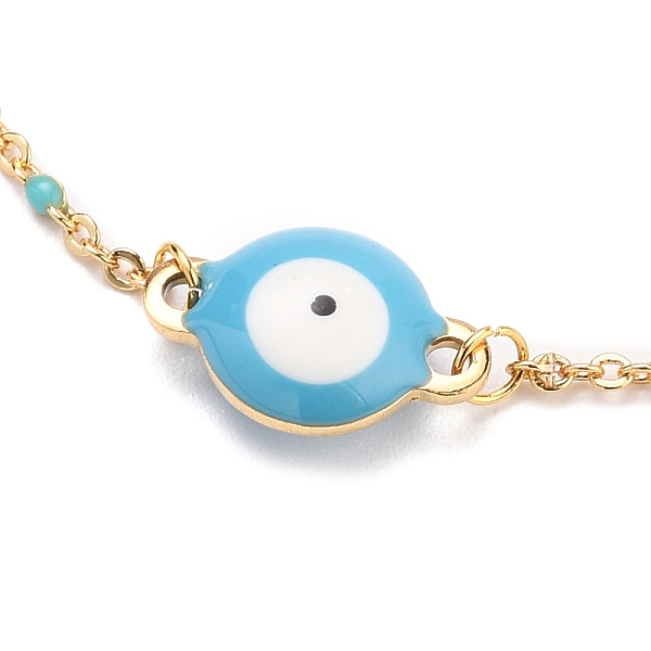 PandaHall 304 Stainless Steel Enamel Evil Eye Link Bracelets, with Brass Enamel Beaded Chains and Brass Spring Ring Clasps, Golden, Deep Sky...
PandaHall 304 Stainless Steel Enamel Evil Eye Link Bracelets, with Brass Enamel Beaded Chains and Brass Spring Ring Clasps, Golden, Deep Sky...