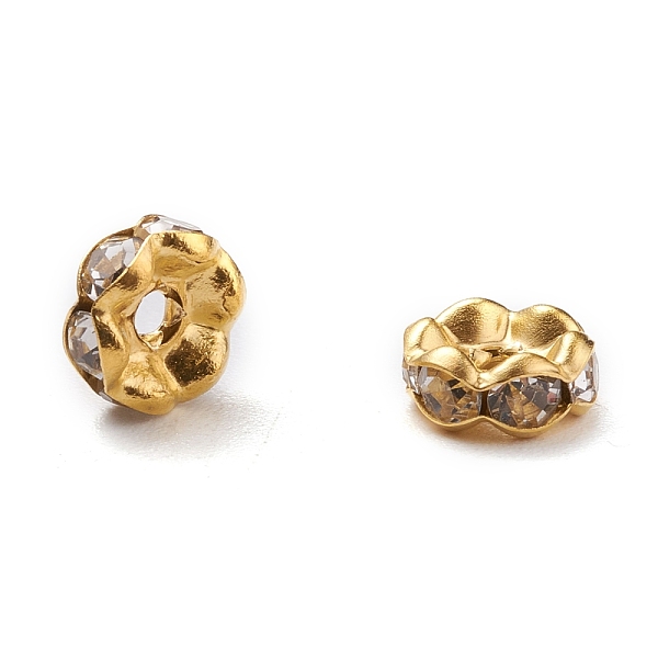 PandaHall Brass Rhinestone Spacer Beads, Grade A, Wavy Edge, Golden Metal Color, Rondelle, Crystal, 6x3mm, Hole: 1mm Brass+Rhinestone..., Clear
PandaHall Brass Rhinestone Spacer Beads, Grade A, Wavy Edge, Golden Metal Color, Rondelle, Crystal, 6x3mm, Hole: 1mm Brass+Rhinestone..., Clear