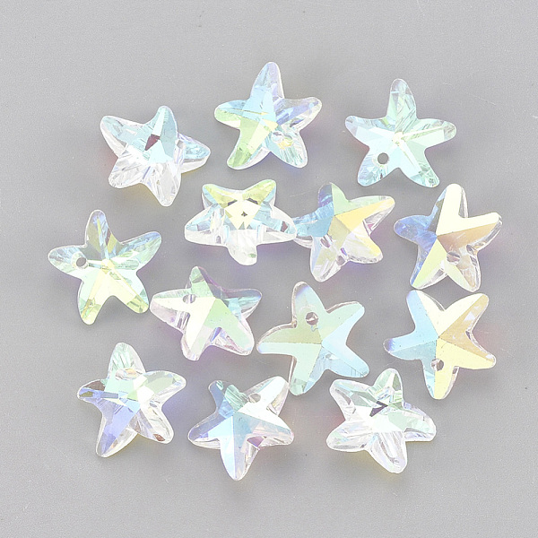 PandaHall Glass Rhinestone Charms, Starfish/Sea Stars, Crystal AB, 14x15x7mm, Hole: 1.5mm Glass Starfish
PandaHall Glass Rhinestone Charms, Starfish/Sea Stars, Crystal AB, 14x15x7mm, Hole: 1.5mm Glass Starfish