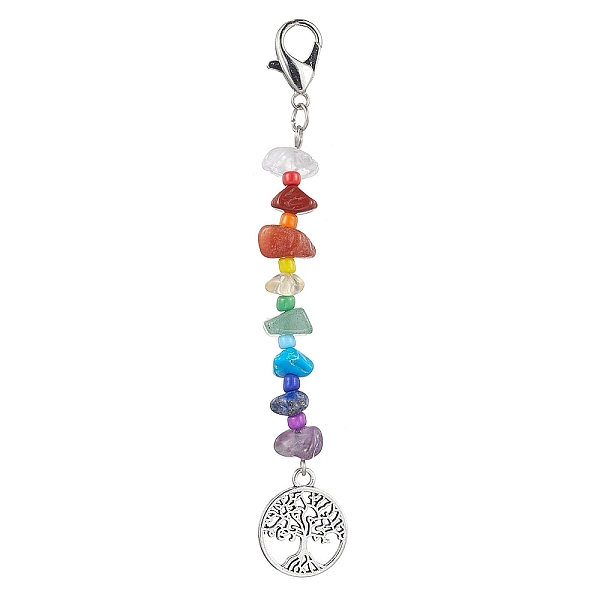 PandaHall Tree of Life Tibetan Style Alloy Pendant Decorations, with Natural Gemstone Chip Beads and Lobster Claw Clasps, Flat Round, 94mm...
PandaHall Tree of Life Tibetan Style Alloy Pendant Decorations, with Natural Gemstone Chip Beads and Lobster Claw Clasps, Flat Round, 94mm...