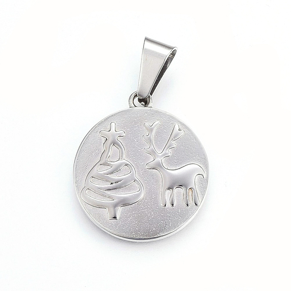 PandaHall 304 Stainless Steel Pendants, Flat Round with Christmas Tree and Christmas Reindeer/Stag, Stainless Steel Color, 28x25x3mm, Hole...
PandaHall 304 Stainless Steel Pendants, Flat Round with Christmas Tree and Christmas Reindeer/Stag, Stainless Steel Color, 28x25x3mm, Hole...