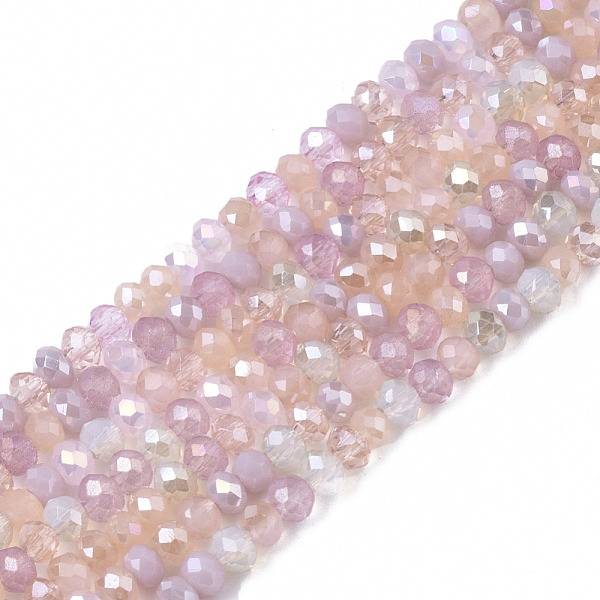 PandaHall Electroplate Glass Beads Strands, AB Color Plated, Faceted, Rondelle, Pink, 3x2.5mm, Hole: 0.7mm, about 188~190pcs/16.93...
PandaHall Electroplate Glass Beads Strands, AB Color Plated, Faceted, Rondelle, Pink, 3x2.5mm, Hole: 0.7mm, about 188~190pcs/16.93...