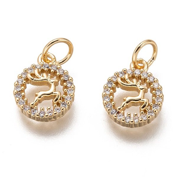 PandaHall Brass Micro Pave Clear Cubic Zirconia Charms, Long-Lasting Plated, with Jump Ring, Flat Round with Deer, Golden, 11.5x9x2.5mm...
PandaHall Brass Micro Pave Clear Cubic Zirconia Charms, Long-Lasting Plated, with Jump Ring, Flat Round with Deer, Golden, 11.5x9x2.5mm...