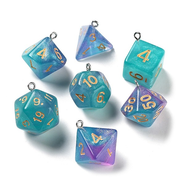 PandaHall 7Pcs 7 Styles Transparent Resin Polyhedral Dice Pendants Set, Gradient Clor Multi-Sided Dice Charms with Platinum Plated Iron...
PandaHall 7Pcs 7 Styles Transparent Resin Polyhedral Dice Pendants Set, Gradient Clor Multi-Sided Dice Charms with Platinum Plated Iron...